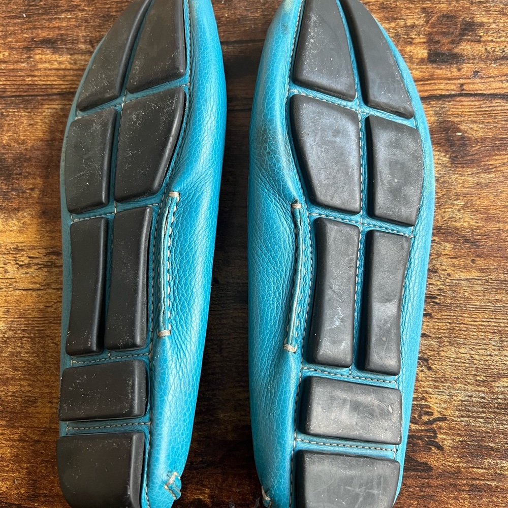 Prada Teal Leather Loafers - Picture 4 of 5